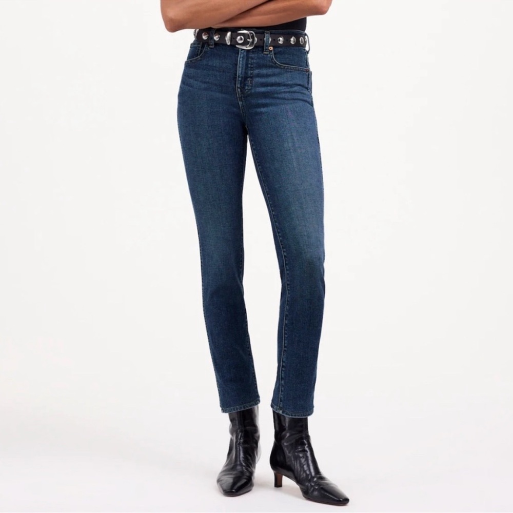 Madewell mid rise Stovepipe Jeans Deming Wash Stretch Size 26